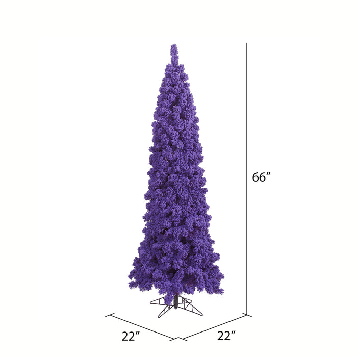 5'6"Hx22"W Flocked Pencil Fir Artificial Christmas Tree, Unlit -Purple - K168355