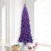 7'6"Hx35"W Flocked Pencil Fir Artificial Christmas Tree, LED Pre-Lit (Purple) -Purple - K168376LED