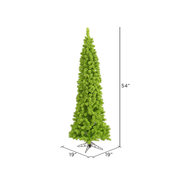 4'6"Hx19"W Flocked Pencil Fir Artificial Christmas Tree, Unlit -Lime - K168545
