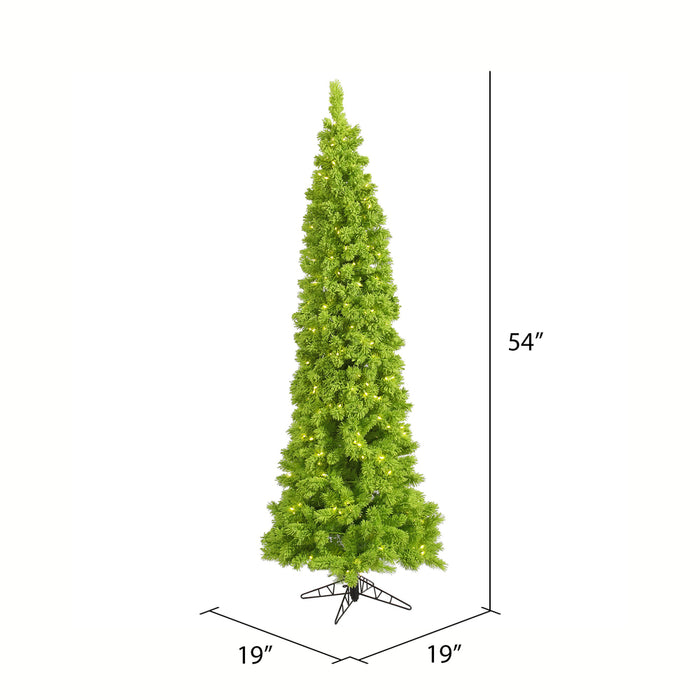 4'6"Hx19"W Flocked Pencil Fir Artificial Christmas Tree, LED Pre-Lit (Lime) -Lime - K168546LED
