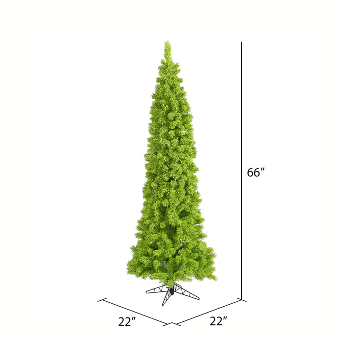 5'6"Hx22"W Flocked Pencil Fir Artificial Christmas Tree, Unlit -Lime - K168555
