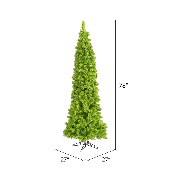 6'6"Hx27"W Flocked Pencil Fir Artificial Christmas Tree, Unlit -Lime - K168565