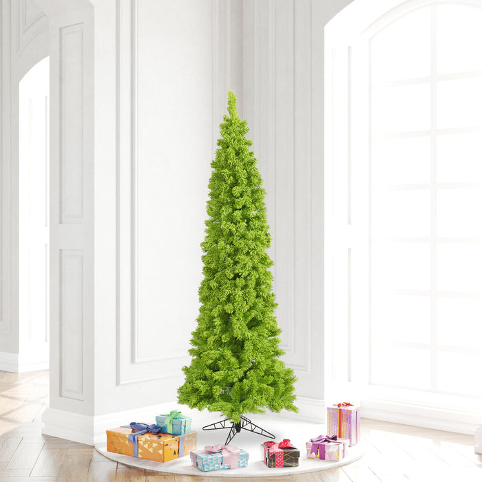 6'6"Hx27"W Flocked Pencil Fir Artificial Christmas Tree, Unlit -Lime - K168565
