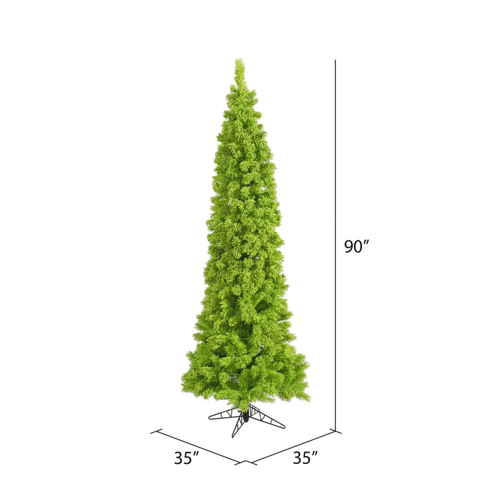 7'6"Hx35"W Flocked Pencil Fir Artificial Christmas Tree, Unlit -Lime - K168575