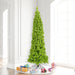 7'6"Hx35"W Flocked Pencil Fir Artificial Christmas Tree, Unlit -Lime - K168575