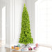 7'6"Hx35"W Flocked Pencil Fir Artificial Christmas Tree, LED Pre-Lit (Lime) -Lime - K168576LED