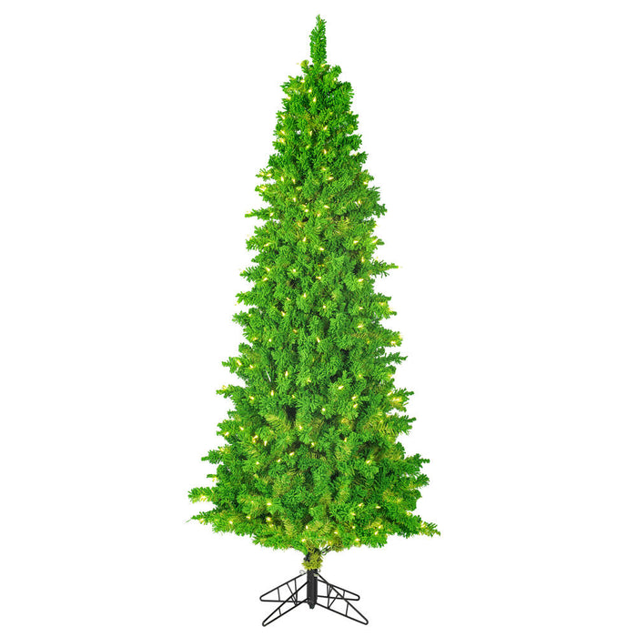 6'6"Hx37"W Flocked Slim Fir Artificial Christmas Tree, LED Pre-Lit (Lime) -Lime - K168568LED