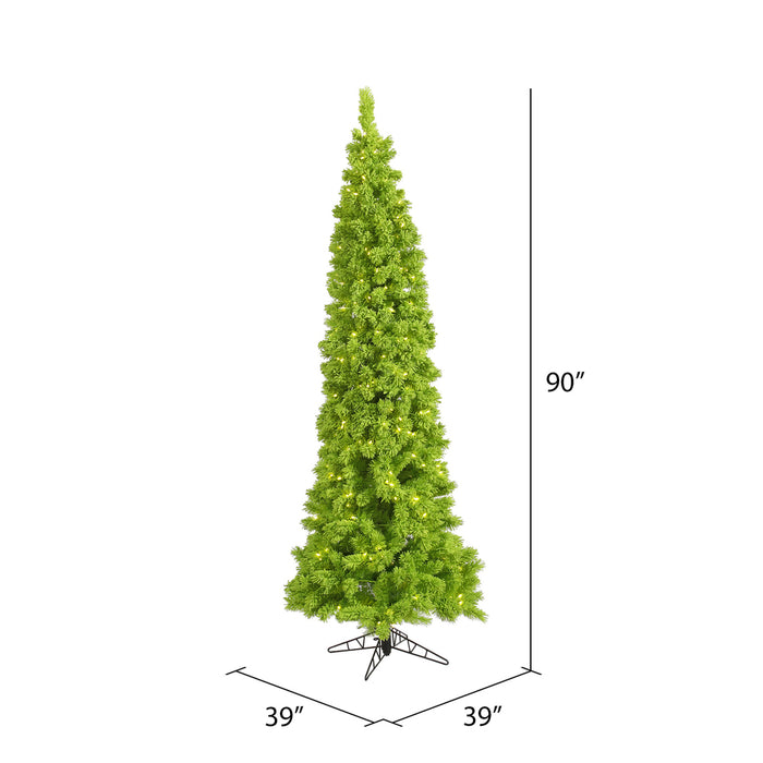 7'6"Hx39"W Flocked Slim Fir Artificial Christmas Tree, LED Pre-Lit (Lime) -Lime - K168578LED