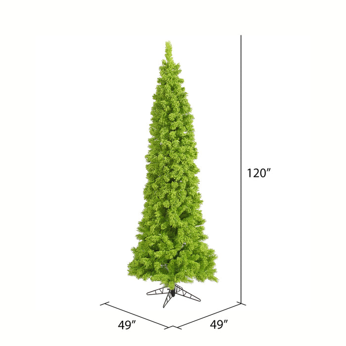 10'Hx49"W Flocked Pencil Fir Artificial Christmas Tree, Unlit -Lime - K168587