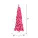 6'6"Hx37"W Flocked Slim Fir Artificial Christmas Tree, LED Pre-Lit (Pink) -Pink - K168768LED