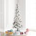 6'Hx30"W Flocked Pencil Atka Pine Artificial Christmas Tree, Unlit -White - K170960