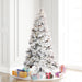 6'Hx30"W Flocked Pencil Atka Pine Artificial Christmas Tree, Micro LED Pre-Lit -White - K171061LED