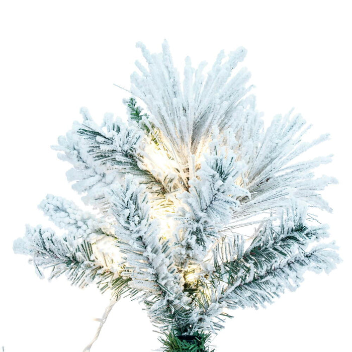 9'Hx44"W Flocked Pencil Atka Pine Artificial Christmas Tree, Micro LED Pre-Lit -White - K171081LED