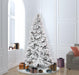 6'6"Hx42"W Flocked Slim Atka Pine Artificial Christmas Tree, Unlit -White - K171165