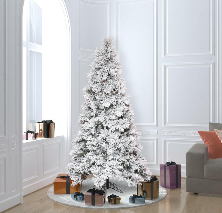 5'6"Hx36"W Flocked Slim Atka Pine Artificial Christmas Tree, Unlit -White - K171155