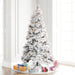 6'6"Hx42"W Flocked Slim Atka Pine Artificial Christmas Tree, Micro LED Pre-Lit -White - K171166LED