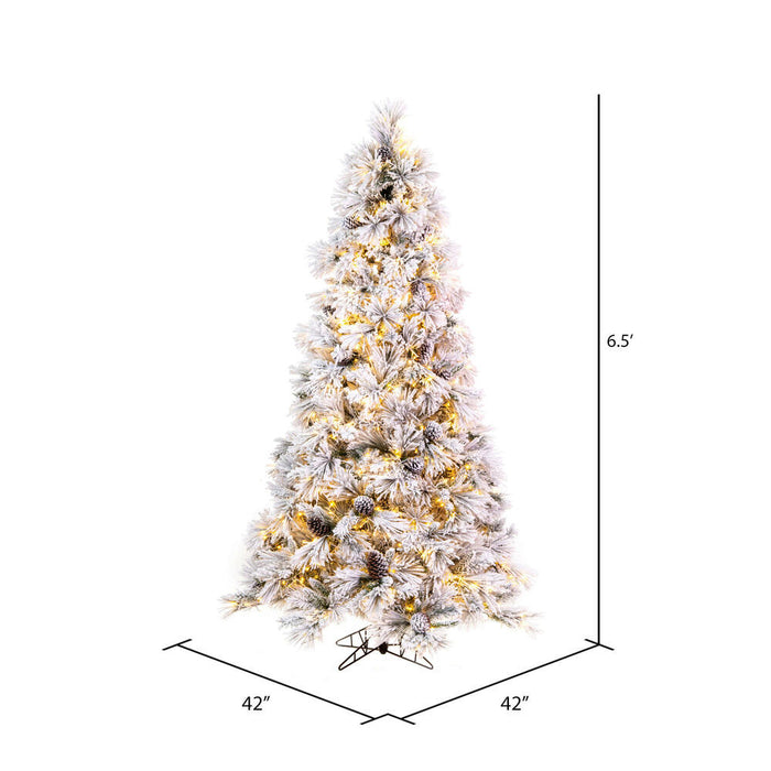 6'6"Hx42"W Flocked Slim Atka Pine Artificial Christmas Tree, Micro LED Pre-Lit (Multi-Mode) -White - K171168LEDCC