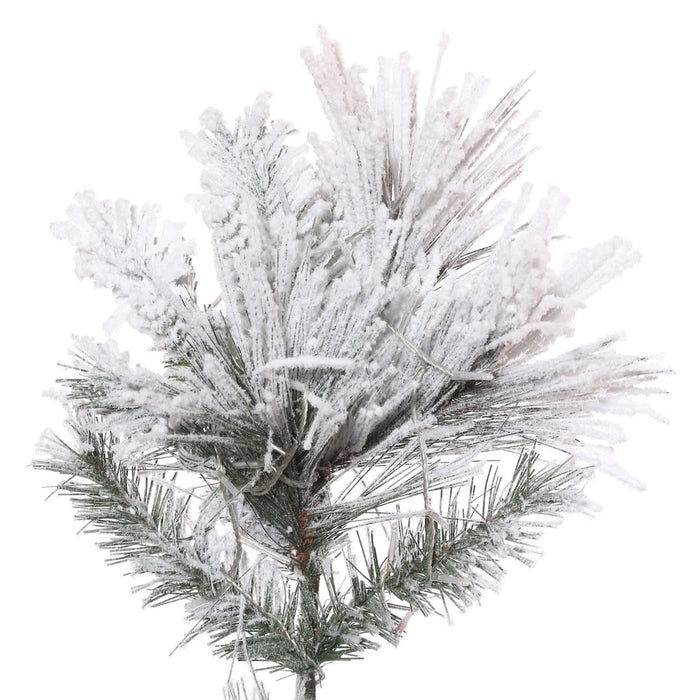 7'6"Hx37"W Flocked Pencil Atka Pine Artificial Christmas Tree, Unlit -White - K170975