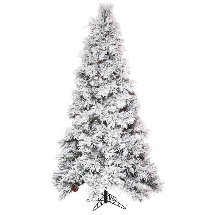 7'6"Hx49"W Flocked Slim Atka Pine Artificial Christmas Tree, Unlit -White - K171175