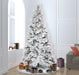7'6"Hx49"W Flocked Slim Atka Pine Artificial Christmas Tree, Unlit -White - K171175