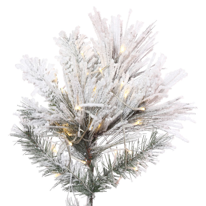 5'6"Hx36"W Flocked Slim Atka Pine Artificial Christmas Tree, Micro LED Pre-Lit -White - K171156LED