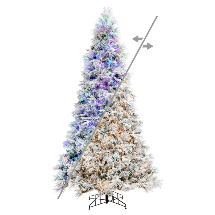 10'Hx63"W Flocked Slim Atka Pine Artificial Christmas Tree, Micro LED Pre-Lit (Multi-Mode) -White - K171188LEDCC