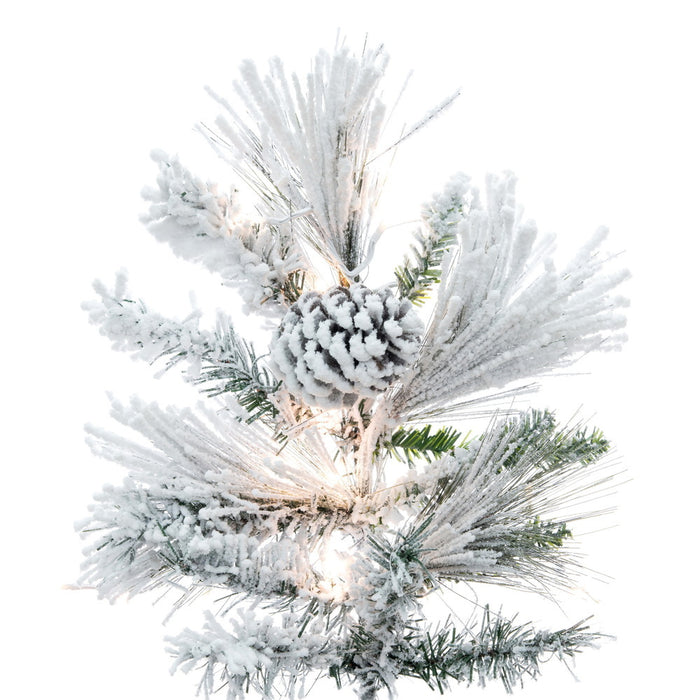 9'Hx59"W Flocked Slim Atka Pine Artificial Christmas Tree, Micro LED Pre-Lit (Multi-Mode) -White - K171183LEDCC