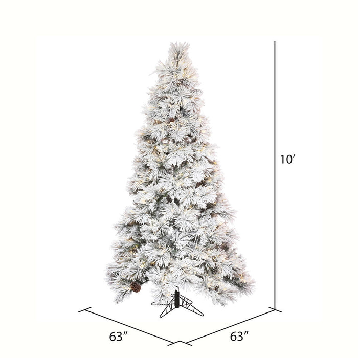 10'Hx63"W Flocked Slim Atka Pine Artificial Christmas Tree, Micro LED Pre-Lit -White - K171186LED