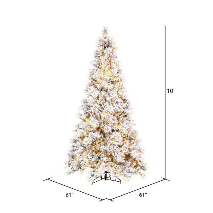 10'Hx63"W Flocked Slim Atka Pine Artificial Christmas Tree, Micro LED Pre-Lit (Multi-Mode) -White - K171188LEDCC