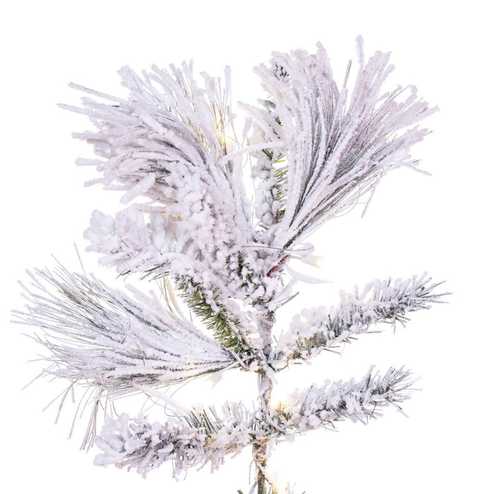 7'6"Hx48"W Half-Tree/Wall Flocked Slim Atka Pine Artificial Christmas Tree, LED Pre-Lit -White - K171376LED