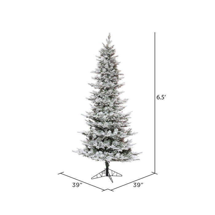 6'6"Hx39"W PE Flocked Slim Kiana Artificial Christmas Tree, Unlit -White - K173165