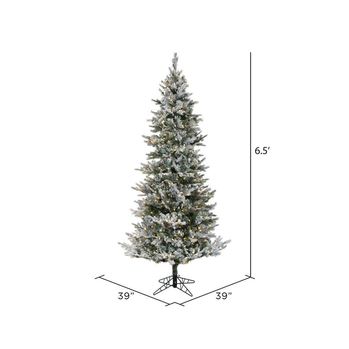 6'6"Hx39"W PE Flocked Slim Kiana Artificial Christmas Tree, LED Pre-Lit -White - K173166LED
