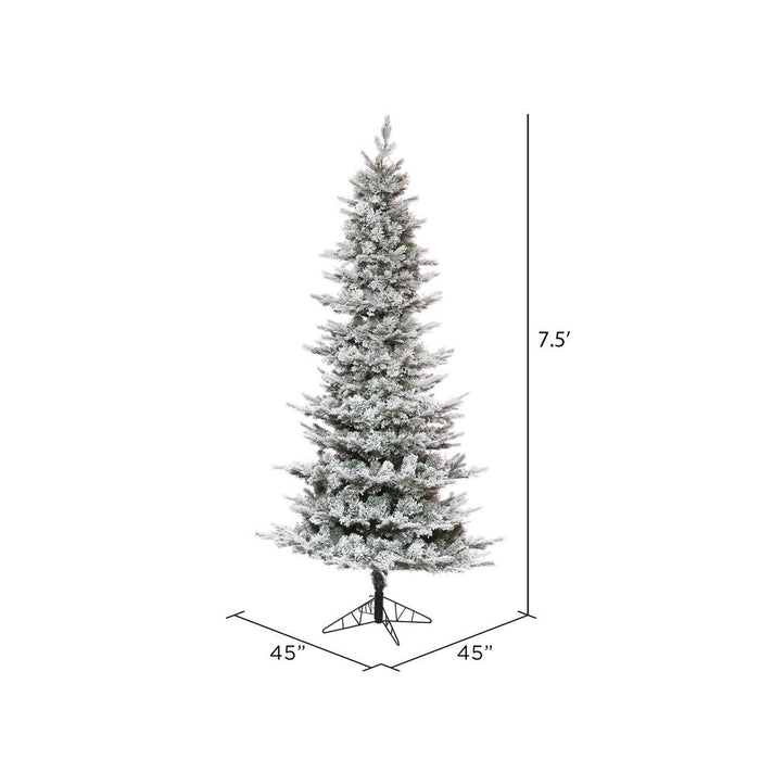 7'6"Hx45"W PE Flocked Slim Kiana Artificial Christmas Tree, Unlit -White - K173175