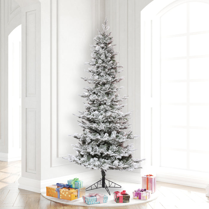 7'6"Hx45"W PE Flocked Slim Kiana Artificial Christmas Tree, Unlit -White - K173175