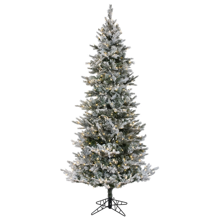 10'Hx58"W PE Flocked Slim Kiana Artificial Christmas Tree, LED Pre-Lit -White - K173186LED