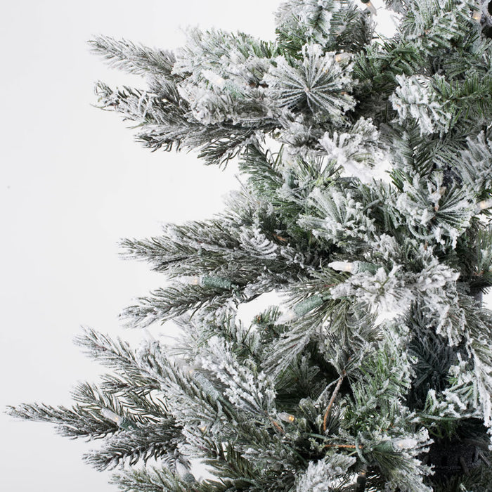 15'Hx88"W PE Flocked Slim Kiana Artificial Christmas Tree, LED Pre-Lit -White - K173196LED