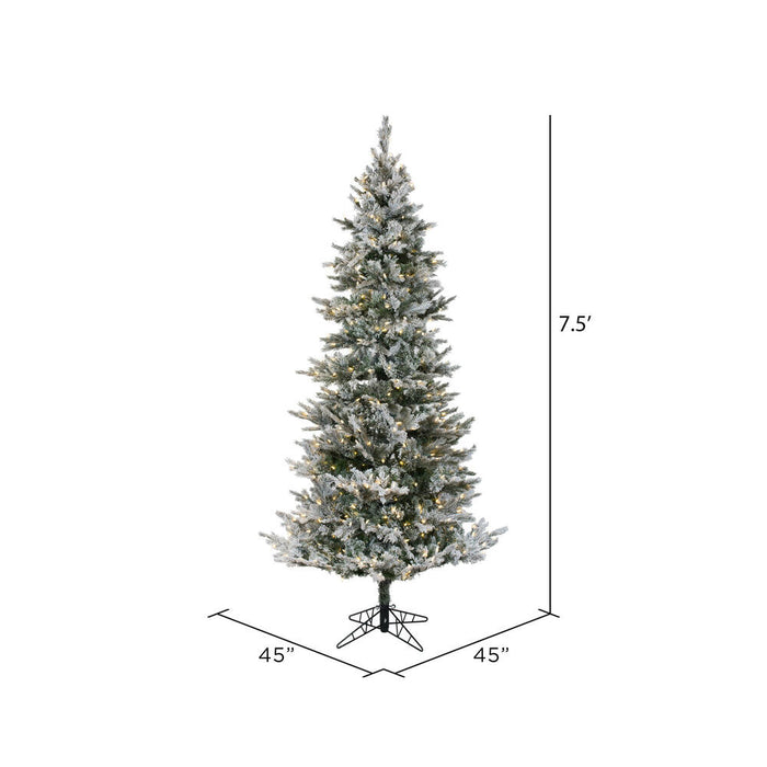 7'6"Hx45"W PE Flocked Slim Kiana Artificial Christmas Tree, LED Pre-Lit -White - K173176LED