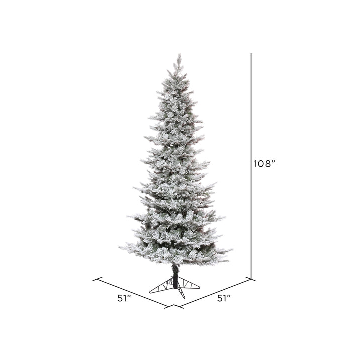 9'Hx51"W PE Flocked Slim Kiana Artificial Christmas Tree, Unlit -White - K173180