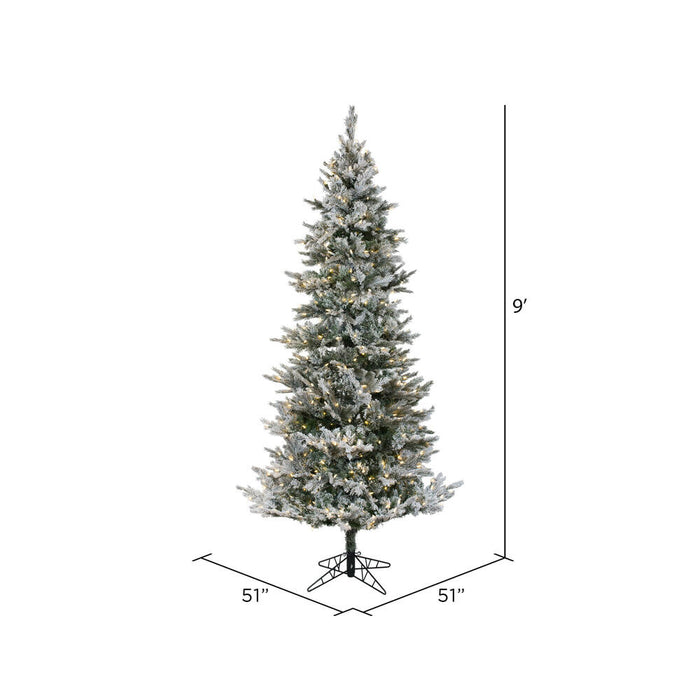 9'Hx51"W PE Flocked Slim Kiana Artificial Christmas Tree, LED Pre-Lit -White - K173181LED