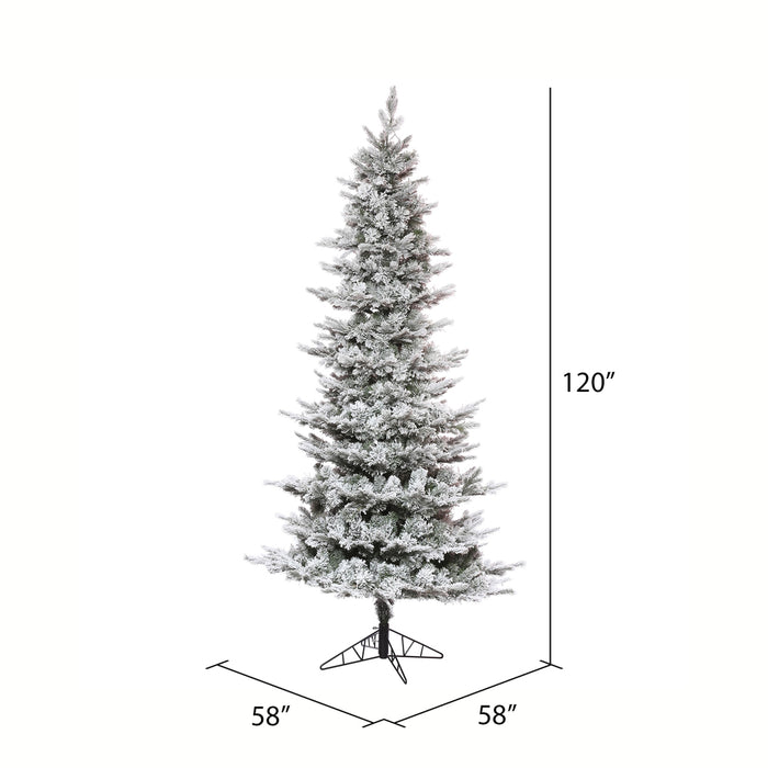 10'Hx58"W PE Flocked Slim Kiana Artificial Christmas Tree, Unlit -White - K173185