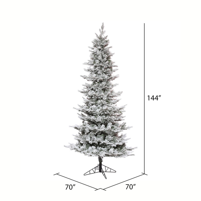 12'Hx70"W PE Flocked Slim Kiana Artificial Christmas Tree, Unlit -White - K173190