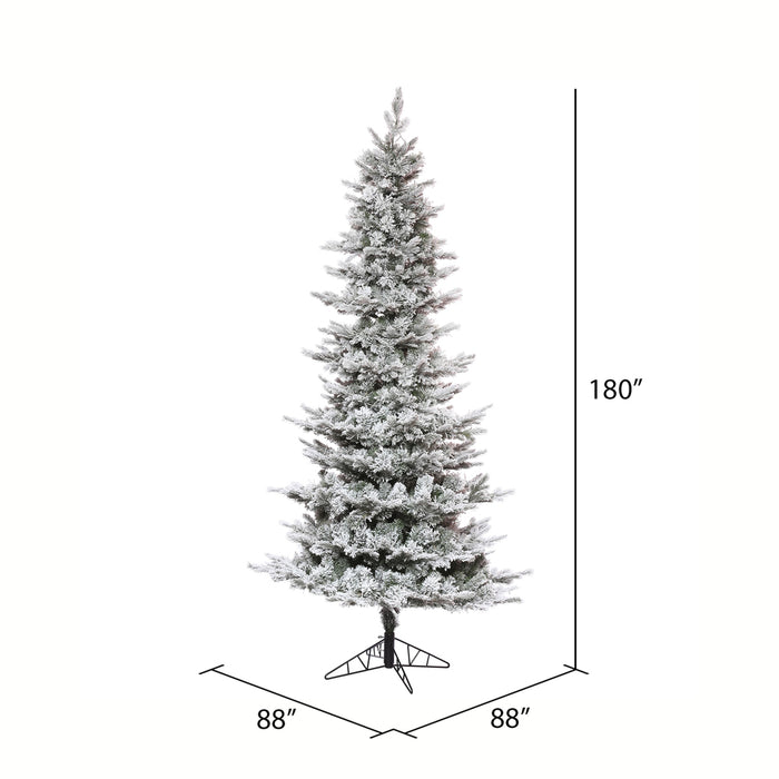 15'Hx88"W PE Flocked Slim Kiana Artificial Christmas Tree, Unlit -White - K173195