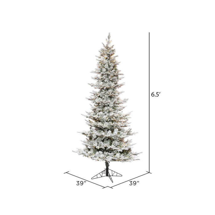 6'6"Hx39"W PE Flocked Slim Kiana Artificial Christmas Tree, Micro LED Pre-Lit -White - K173266LED