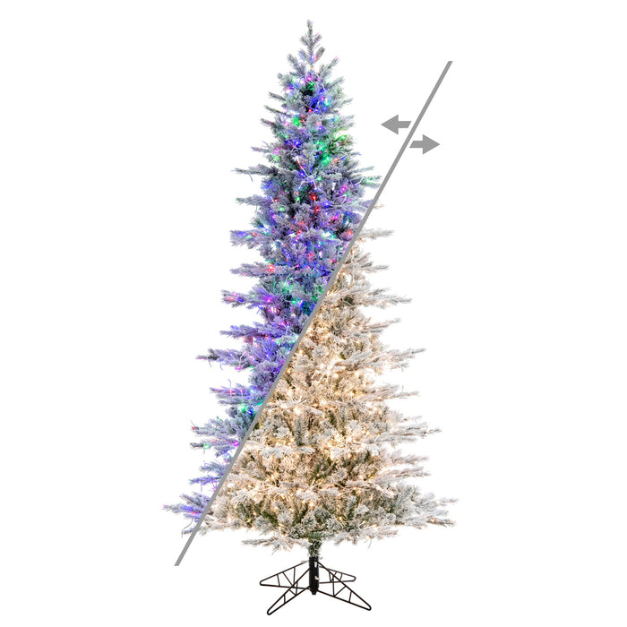 7'6"Hx45"W PE Flocked Slim Kiana Artificial Christmas Tree, Micro LED Pre-Lit (Multi-Mode) -White - K173276LEDCC