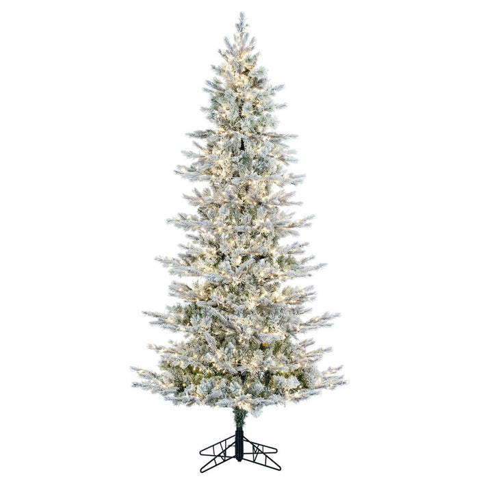12'Hx70"W PE Flocked Slim Kiana Artificial Christmas Tree, Micro LED Pre-Lit (Multi-Mode) -White - K173291LEDCC