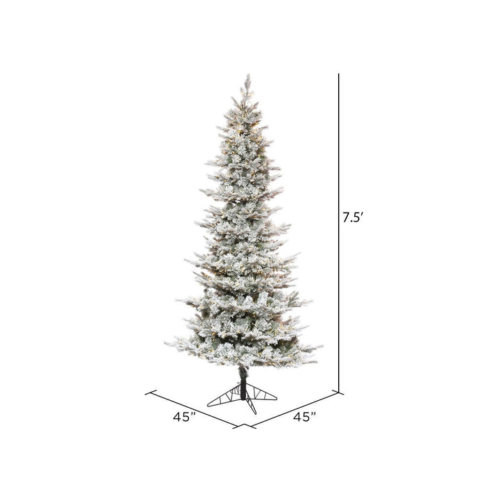 12'Hx70"W PE Flocked Slim Kiana Artificial Christmas Tree, Micro LED Pre-Lit (Multi-Mode) -White - K173291LEDCC