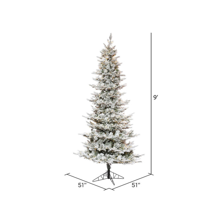 9'Hx51"W PE Flocked Slim Kiana Artificial Christmas Tree, Micro LED Pre-Lit -White - K173281LED