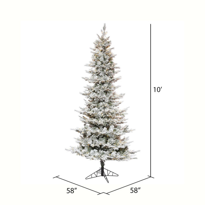 10'Hx58"W PE Flocked Slim Kiana Artificial Christmas Tree, Micro LED Pre-Lit -White - K173286LED