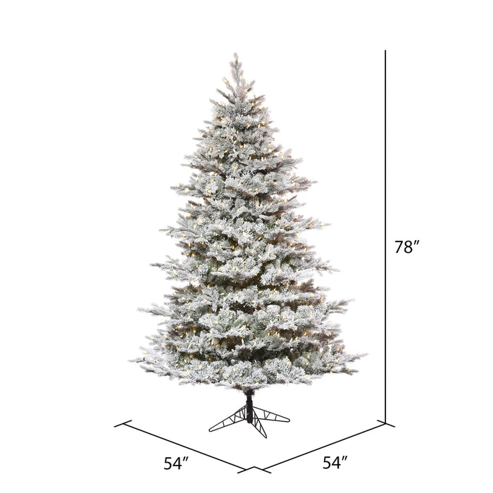 6'6"Hx54"W PE Flocked Kiana Artificial Christmas Tree, LED Pre-Lit -White - K173366LED