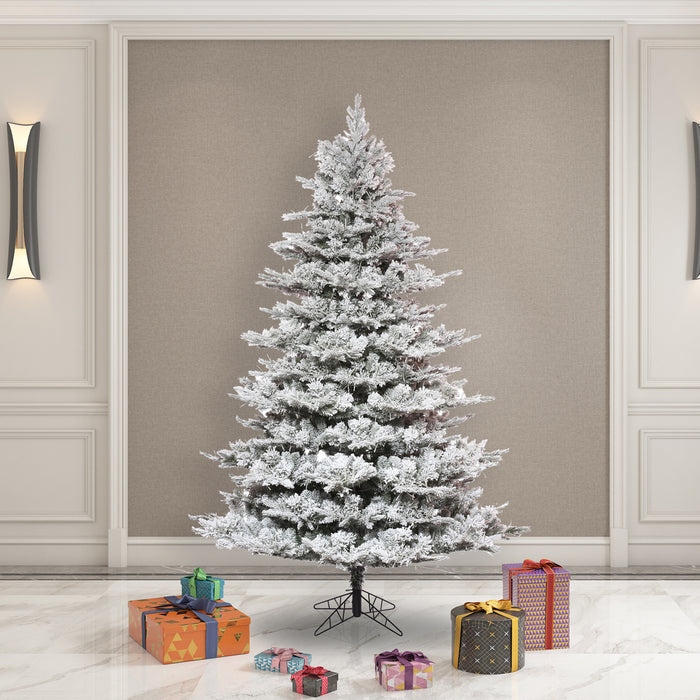 7'6"Hx60"W PE Flocked Kiana Artificial Christmas Tree, Unlit -White - K173375